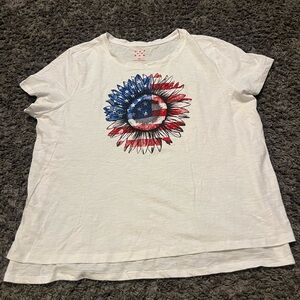 Women's Short Sleeve Tee with Patriotic Flower Design